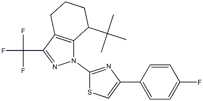 7-TERT-BUTYL-1-[4-(4-FLUOROPHENYL)-1,3-THIAZOL-2-YL]-3-(TRIFLUOROMETHYL)-4,5,6,7-TETRAHYDRO-1H-INDAZOLE Struktur