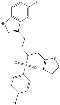 4-CHLORO-N-[2-(5-FLUORO-1H-INDOL-3-YL)ETHYL]-N-(THIEN-2-YLMETHYL)BENZENESULFONAMIDE Struktur