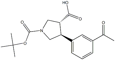 BOC-(+/-)-TRANS-4-(3-ACETYLPHENYL)-PYRROLIDINE-3-CARBOXYLIC ACID Struktur