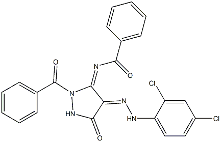 N-{(3E,4Z)-2-BENZOYL-4-[(2,4-DICHLOROPHENYL)HYDRAZONO]-5-OXOPYRAZOLIDIN-3-YLIDENE}BENZAMIDE Struktur