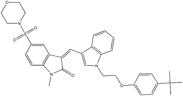 (Z)-3-((1-(2-(4-TERT-BUTYLPHENOXY)ETHYL)-1H-INDOL-3-YL)METHYLENE)-1-METHYL-5-(MORPHOLINOSULFONYL)INDOLIN-2-ONE Struktur