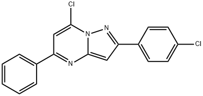 7-CHLORO-2-(4-CHLORO-PHENYL)-5-PHENYL-PYRAZOLO[1,5-A]PYRIMIDINE Struktur