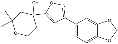 4-[3-(1,3-BENZODIOXOL-5-YL)ISOXAZOL-5-YL]-2,2-DIMETHYLTETRAHYDRO-2H-PYRAN-4-OL Struktur