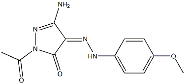 (4Z)-1-ACETYL-3-AMINO-1H-PYRAZOLE-4,5-DIONE 4-[(4-METHOXYPHENYL)HYDRAZONE] Struktur