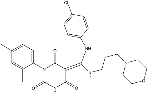 (Z)-5-((4-CHLOROPHENYLAMINO)(3-MORPHOLINOPROPYLAMINO)METHYLENE)-1-(2,4-DIMETHYLPHENYL)PYRIMIDINE-2,4,6(1H,3H,5H)-TRIONE Struktur