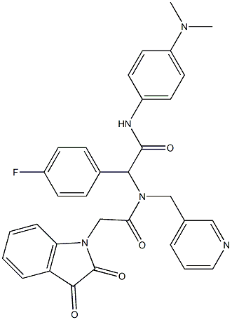 N-(4-(DIMETHYLAMINO)PHENYL)-2-(2-(2,3-DIOXOINDOLIN-1-YL)-N-(PYRIDIN-3-YLMETHYL)ACETAMIDO)-2-(4-FLUOROPHENYL)ACETAMIDE Struktur