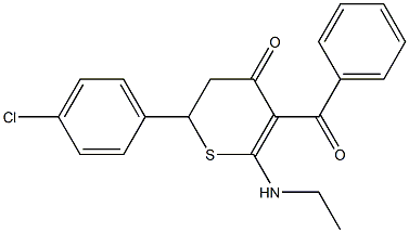 5-BENZOYL-2-(4-CHLOROPHENYL)-6-ETHYLAMINO-2,3-DIHYDROTHIOPYRAN-4-ONE Struktur