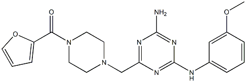 (4-{[4-AMINO-6-(3-METHOXYANILINO)-1,3,5-TRIAZIN-2-YL]METHYL}-1-PIPERAZINYL)(2-FURYL)METHANONE Struktur