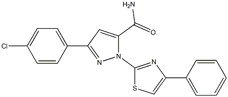 3-(4-CHLOROPHENYL)-1-(4-PHENYL-1,3-THIAZOL-2-YL)-1H-PYRAZOL-5-YLFORMAMIDE Struktur