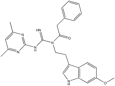 N-(4,6-DIMETHYL-2-PYRIMIDINYL)-N'-[2-(6-METHOXY-1H-INDOL-3-YL)ETHYL]-N'-(2-PHENYLACETYL)GUANIDINE Struktur