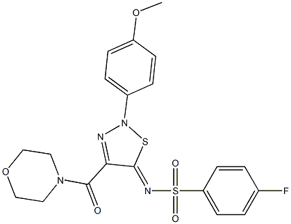 (Z)-4-FLUORO-N-(2-(4-METHOXYPHENYL)-4-(MORPHOLINE-4-CARBONYL)-1,2,3-THIADIAZOL-5(2H)-YLIDENE)BENZENESULFONAMIDE Struktur