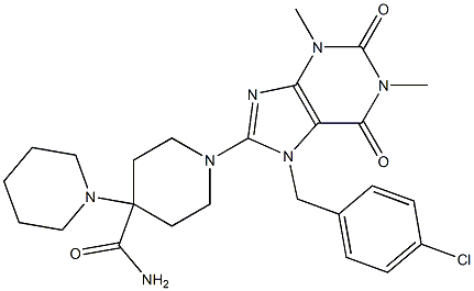 1'-(7-(4-CHLOROBENZYL)-1,3-DIMETHYL-2,6-DIOXO-2,3,6,7-TETRAHYDRO-1H-PURIN-8-YL)-1,4'-BIPIPERIDINE-4'-CARBOXAMIDE Struktur