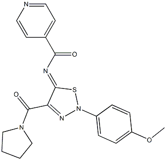 N-[(5Z)-2-(4-METHOXYPHENYL)-4-(PYRROLIDIN-1-YLCARBONYL)-1,2,3-THIADIAZOL-5(2H)-YLIDENE]ISONICOTINAMIDE Struktur