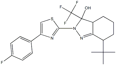 7-TERT-BUTYL-2-(4-(4-FLUOROPHENYL)THIAZOL-2-YL)-3-(TRIFLUOROMETHYL)-3,3A,4,5,6,7-HEXAHYDRO-2H-INDAZOL-3-OL Struktur