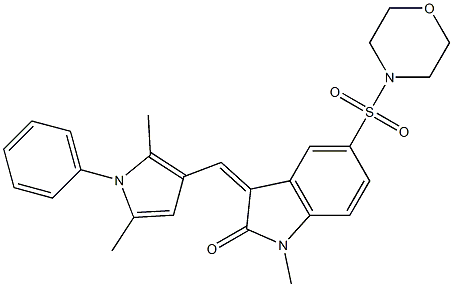 (Z)-3-((2,5-DIMETHYL-1-PHENYL-1H-PYRROL-3-YL)METHYLENE)-1-METHYL-5-(MORPHOLINOSULFONYL)INDOLIN-2-ONE Struktur