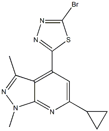 4-(5-BROMO-1,3,4-THIADIAZOL-2-YL)-6-CYCLOPROPYL-1,3-DIMETHYL-1H-PYRAZOLO[3,4-B]PYRIDINE Struktur