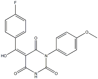 (5E)-5-[(4-FLUOROPHENYL)(HYDROXY)METHYLENE]-1-(4-METHOXYPHENYL)PYRIMIDINE-2,4,6(1H,3H,5H)-TRIONE Struktur