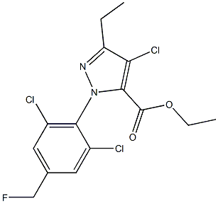 4-CHLORO-1-[2,6-DICHLORO-4-(FLUOROMETHYL)PHENYL]-3-ETHYL-1H-PYRAZOLE-5-CARBOXYLIC ACID ETHYL ESTER Struktur