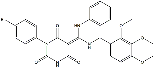 (Z)-1-(4-BROMOPHENYL)-5-((PHENYLAMINO)(2,3,4-TRIMETHOXYBENZYLAMINO)METHYLENE)PYRIMIDINE-2,4,6(1H,3H,5H)-TRIONE Struktur