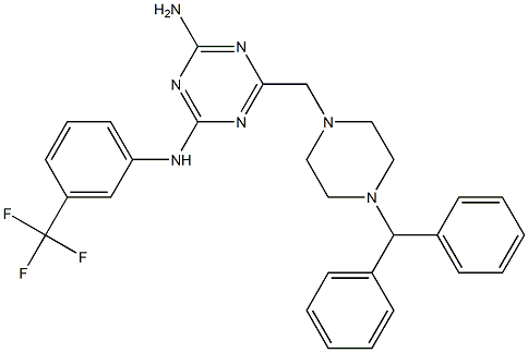 6-((4-BENZHYDRYLPIPERAZIN-1-YL)METHYL)-N2-(3-(TRIFLUOROMETHYL)PHENYL)-1,3,5-TRIAZINE-2,4-DIAMINE Struktur