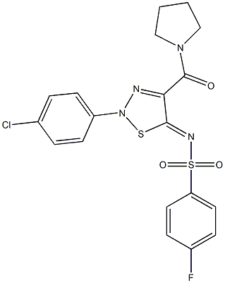 N-[(5Z)-2-(4-CHLOROPHENYL)-4-(PYRROLIDIN-1-YLCARBONYL)-1,2,3-THIADIAZOL-5(2H)-YLIDENE]-4-FLUOROBENZENESULFONAMIDE Struktur