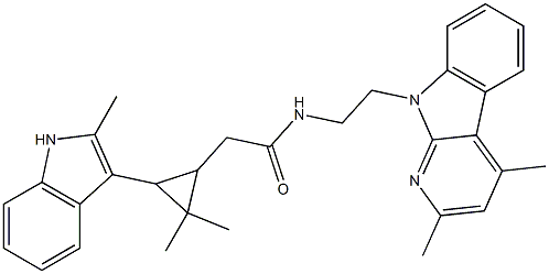 2-[2,2-DIMETHYL-3-(2-METHYL-1H-INDOL-3-YL)CYCLOPROPYL]-N-[2-(2,4-DIMETHYL-9H-PYRIDO[2,3-B]INDOL-9-YL)ETHYL]ACETAMIDE Struktur