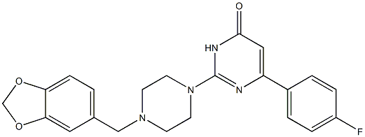 2-[4-(1,3-BENZODIOXOL-5-YLMETHYL)-1-PIPERAZINYL]-6-(4-FLUOROPHENYL)-4(3H)-PYRIMIDINONE Struktur