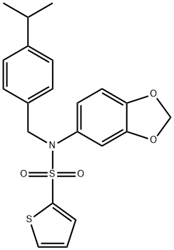 BENZO[D]1,3-DIOXOLEN-5-YL((4-(ISOPROPYL)PHENYL)METHYL)(2-THIENYLSULFONYL)AMINE Struktur