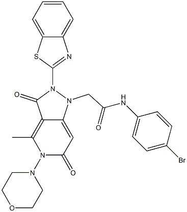 2-(2-(BENZO[D]THIAZOL-2-YL)-4-METHYL-5-MORPHOLINO-3,6-DIOXO-2,3,5,6-TETRAHYDROPYRAZOLO[4,3-C]PYRIDIN-1-YL)-N-(4-BROMOPHENYL)ACETAMIDE Struktur