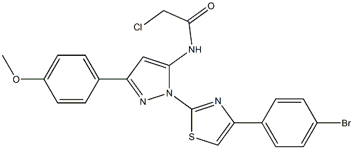 N-[1-[4-(4-BROMOPHENYL)-1,3-THIAZOL-2-YL]-3-(4-METHOXYPHENYL)-1H-PYRAZOL-5-YL]-2-CHLOROACETAMIDE Struktur