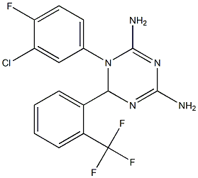 1-(3-CHLORO-4-FLUORO-PHENYL)-6-(2-TRIFLUOROMETHYL-PHENYL)-1,6-DIHYDRO-[1,3,5]TRIAZINE-2,4-DIAMINE Struktur