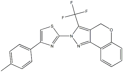 2-[4-(4-METHYLPHENYL)-1,3-THIAZOL-2-YL]-3-(TRIFLUOROMETHYL)-2,4-DIHYDROCHROMENO[4,3-C]PYRAZOLE Struktur