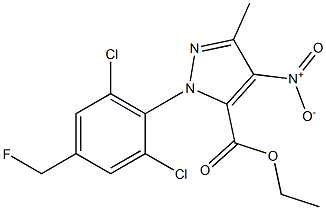 1-[2,6-DICHLORO-4-(FLUOROMETHYL)PHENYL]-3-METHYL-4-NITRO-1H-PYRAZOLE-5-CARBOXYLIC ACID ETHYL ESTER Struktur