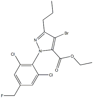 4-BROMO-1-[2,6-DICHLORO-4-(FLUOROMETHYL)PHENYL]-3-PROPYL-1H-PYRAZOLE-5-CARBOXYLIC ACID ETHYL ESTER Struktur