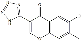 6-CHLORO-7-METHYL-3-(1H-TETRAZOL-5-YL)-4H-CHROMEN-4-ONE Struktur