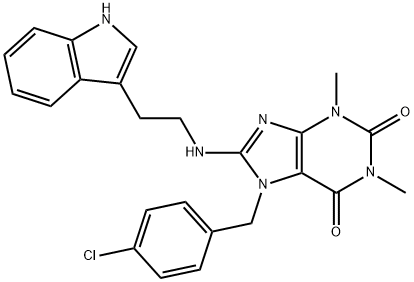 7-(4-CHLOROBENZYL)-8-{[2-(1H-INDOL-3-YL)ETHYL]AMINO}-1,3-DIMETHYL-3,7-DIHYDRO-1H-PURINE-2,6-DIONE Struktur