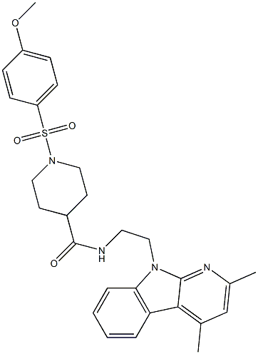 N-(2-(2,4-DIMETHYL-9H-PYRIDO[2,3-B]INDOL-9-YL)ETHYL)-1-(4-METHOXYPHENYLSULFONYL)PIPERIDINE-4-CARBOXAMIDE Struktur