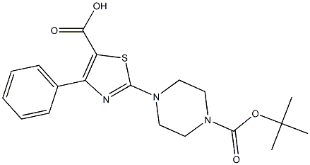 2-(4-(TERT-BUTOXYCARBONYL)PIPERAZIN-1-YL)-4-PHENYLTHIAZOLE-5-CARBOXYLIC ACID Struktur