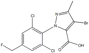 4-BROMO-1-[2,6-DICHLORO-4-(FLUOROMETHYL)PHENYL]-3-METHYL-1H-PYRAZOLE-5-CARBOXYLIC ACID Struktur