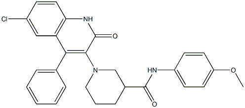 1-(6-CHLORO-2-OXO-4-PHENYL-1,2-DIHYDRO-3-QUINOLINYL)-N-(4-METHOXYPHENYL)-3-PIPERIDINECARBOXAMIDE Struktur