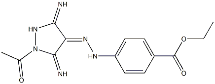 ETHYL 4-[(2Z)-2-(1-ACETYL-3,5-DIIMINOPYRAZOLIDIN-4-YLIDENE)HYDRAZINO]BENZOATE Struktur