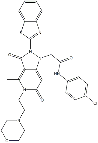 2-(2-(BENZO[D]THIAZOL-2-YL)-4-METHYL-5-(2-MORPHOLINOETHYL)-3,6-DIOXO-2,3,5,6-TETRAHYDROPYRAZOLO[4,3-C]PYRIDIN-1-YL)-N-(4-CHLOROPHENYL)ACETAMIDE Struktur