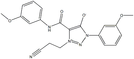 3-(2-CYANOETHYL)-1-(3-METHOXYPHENYL)-4-{[(3-METHOXYPHENYL)AMINO]CARBONYL}-1H-1,2,3-TRIAZOL-3-IUM-5-OLATE Struktur