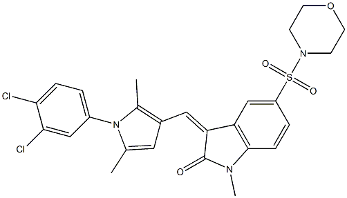 (Z)-3-((1-(3,4-DICHLOROPHENYL)-2,5-DIMETHYL-1H-PYRROL-3-YL)METHYLENE)-1-METHYL-5-(MORPHOLINOSULFONYL)INDOLIN-2-ONE Struktur