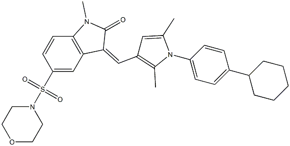 (Z)-3-((1-(4-CYCLOHEXYLPHENYL)-2,5-DIMETHYL-1H-PYRROL-3-YL)METHYLENE)-1-METHYL-5-(MORPHOLINOSULFONYL)INDOLIN-2-ONE Struktur