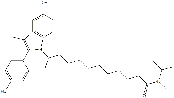 N-ISOPROPYL-N-METHYL-11-[5-HYDROXY-3-METHYL-2-(4-HYDROXYPHENYL)INDOL-1-YL]-DODECANAMIDE Struktur