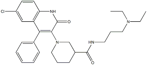 1-(6-CHLORO-2-OXO-4-PHENYL-1,2-DIHYDRO-3-QUINOLINYL)-N-[3-(DIETHYLAMINO)PROPYL]-3-PIPERIDINECARBOXAMIDE Struktur