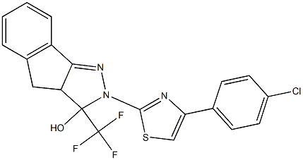 2-[4-(4-CHLOROPHENYL)-1,3-THIAZOL-2-YL]-3-(TRIFLUOROMETHYL)-2,3,3A,4-TETRAHYDROINDENO[1,2-C]PYRAZOL-3-OL Struktur