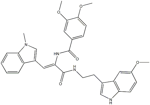 (Z)-3,4-DIMETHOXY-N-(3-(2-(5-METHOXY-1H-INDOL-3-YL)ETHYLAMINO)-1-(1-METHYL-1H-INDOL-3-YL)-3-OXOPROP-1-EN-2-YL)BENZAMIDE Struktur