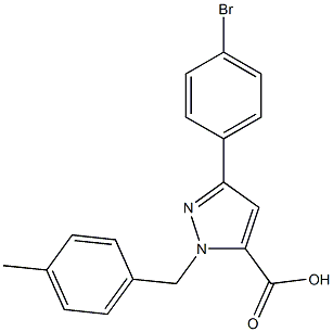 1-(4-METHYLBENZYL)-3-(4-BROMOPHENYL)-1H-PYRAZOLE-5-CARBOXYLIC ACID Struktur